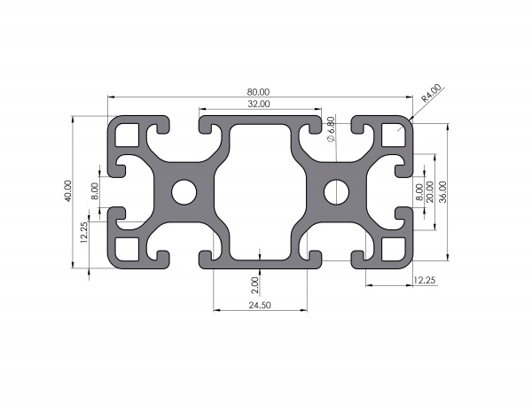 Aluminiumprofil 40x80 leicht Nut 8 I-Typ